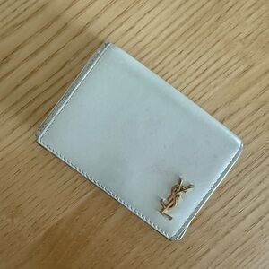 Yves Saint Laurent Ivory Card Holder with Gold Logo